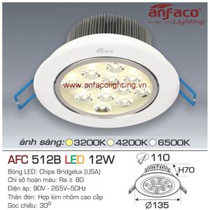 Đèn LED âm trần Anfaco AFC 512B-12W