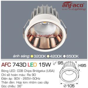 Đèn LED âm trần Anfaco AFC 743T-9WĐèn LED âm trần Anfaco AFC 743D-15W